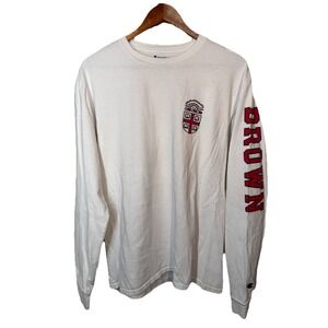Champion Brown University Long-Sleeve Tee Shirt Med White Cotton Logo College
